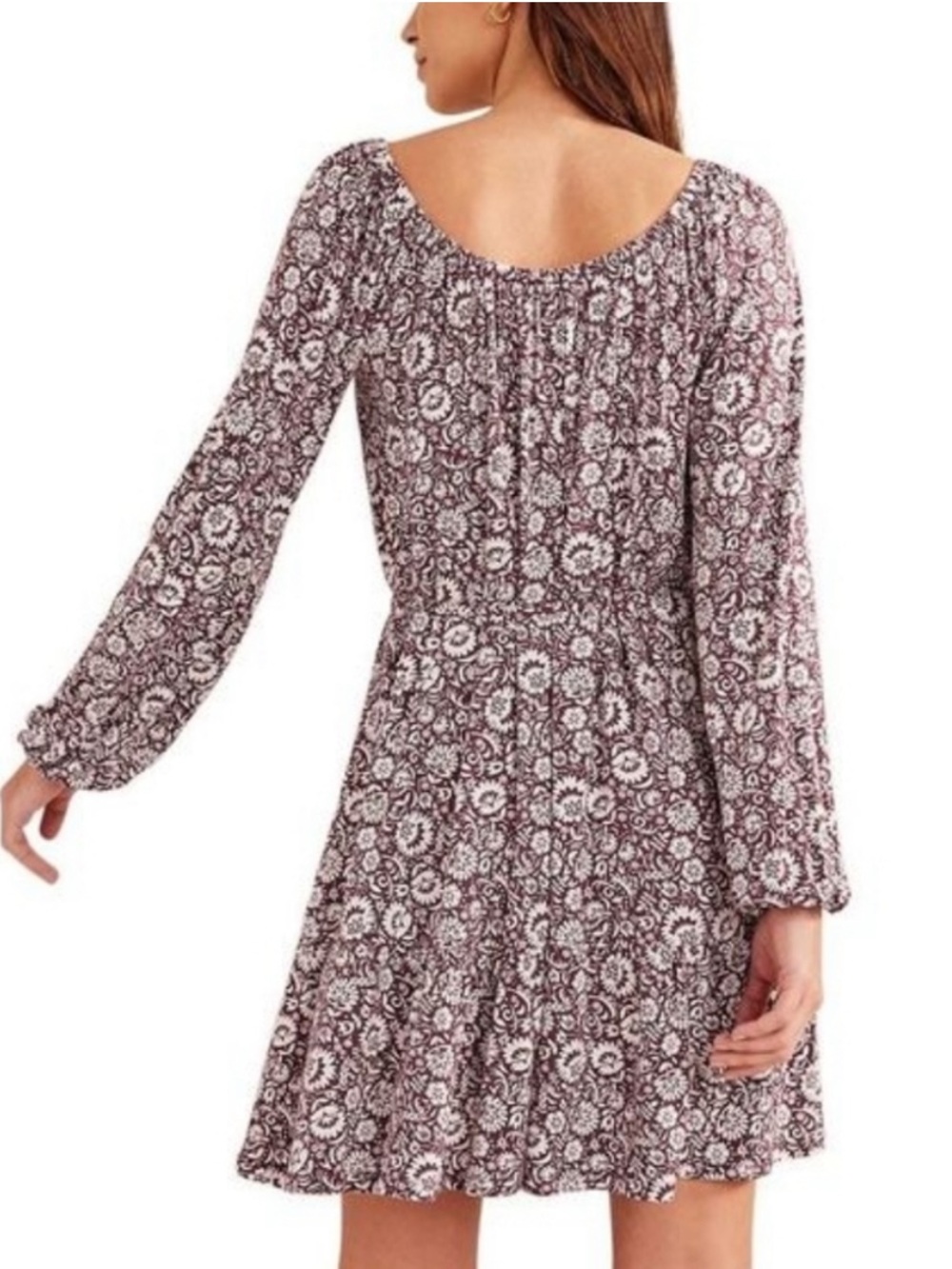 Boden Scoop Tiered Jersey Mini Dress in Brown Floral. Size: 20-22 - Picture 2 of 9